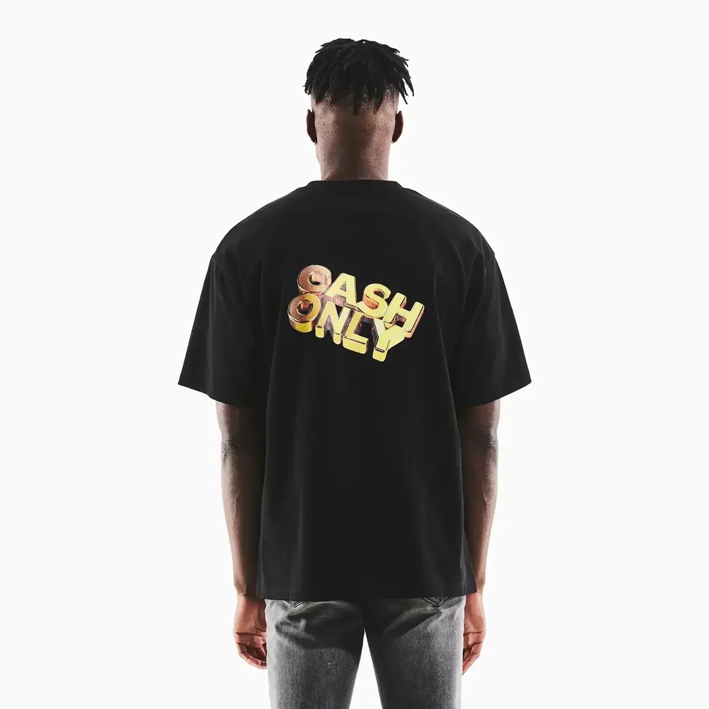 Men's Colin Oversized Black Cash Only T-Shirt