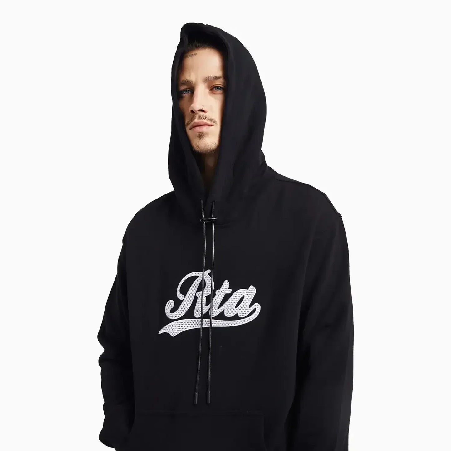 Men's Dion Black Collegiate Script Pull Over Hoodie