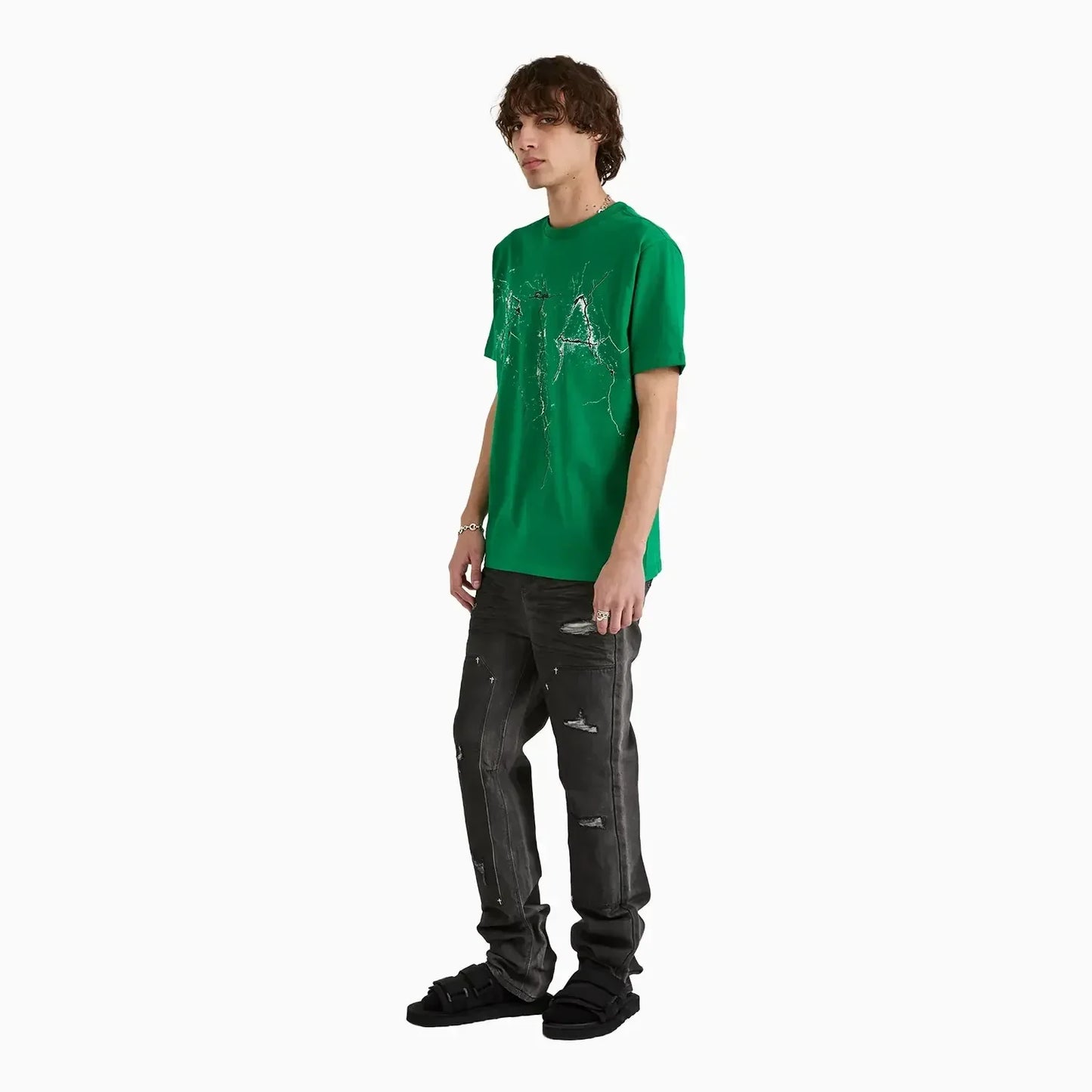 Men's Liam Green Cracked Logo T-Shirt