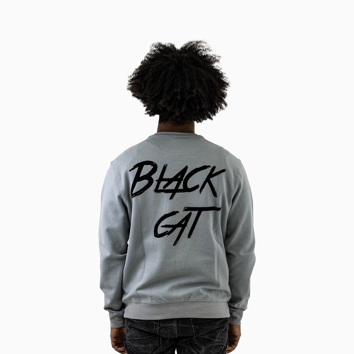 Men's Black Cat Crew Neck Sweatshirt