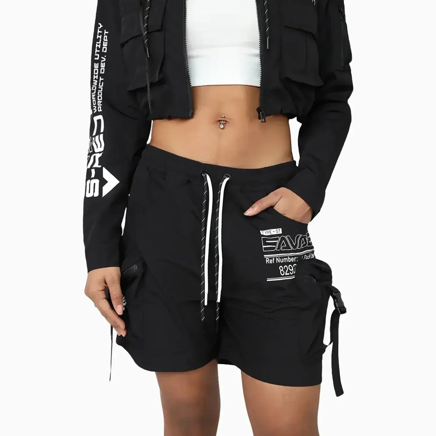 Women's Utility Windbreaker Nylon Printed Outfit