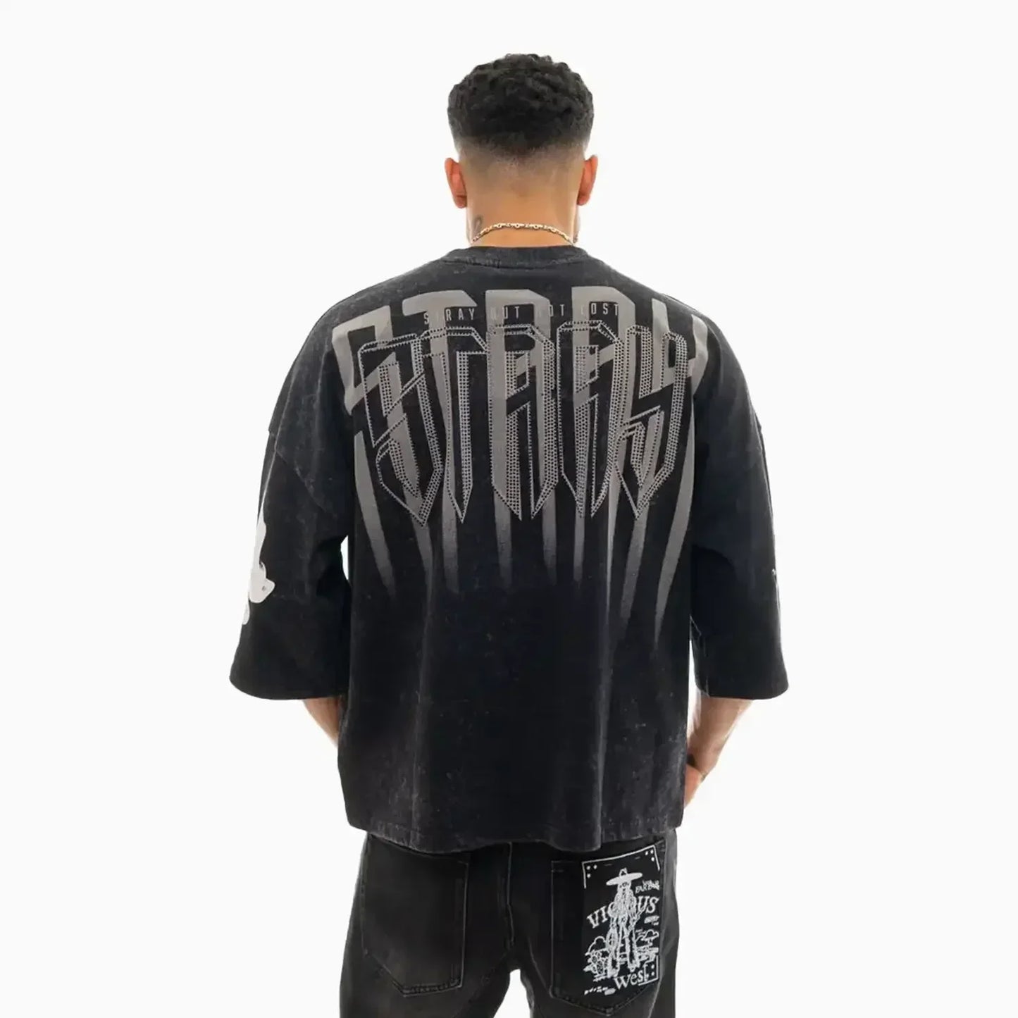 Men's Monarch Digital Skull Oversized Graphic T-Shirt