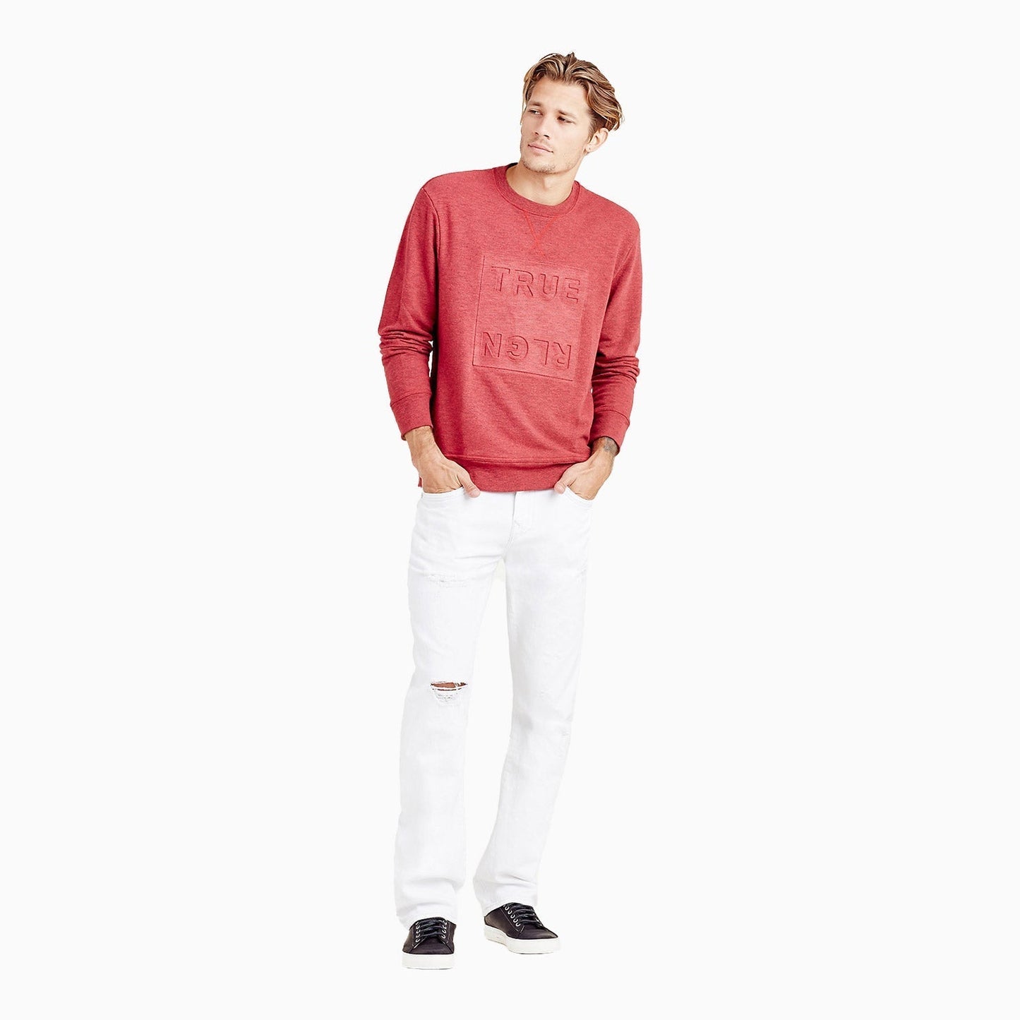 Men's Debossed Logo Double Knit Sweatshirt