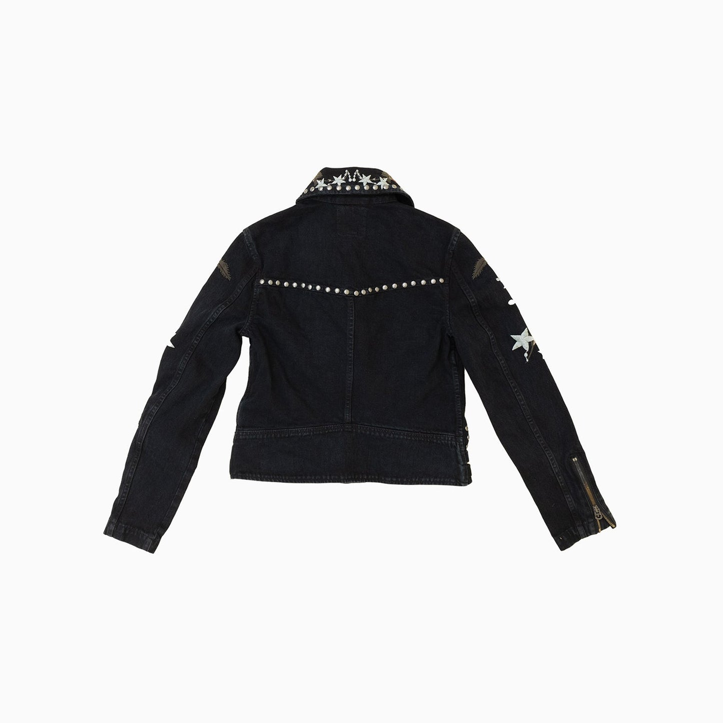 Women's Embroidered Denim Moto Jacket