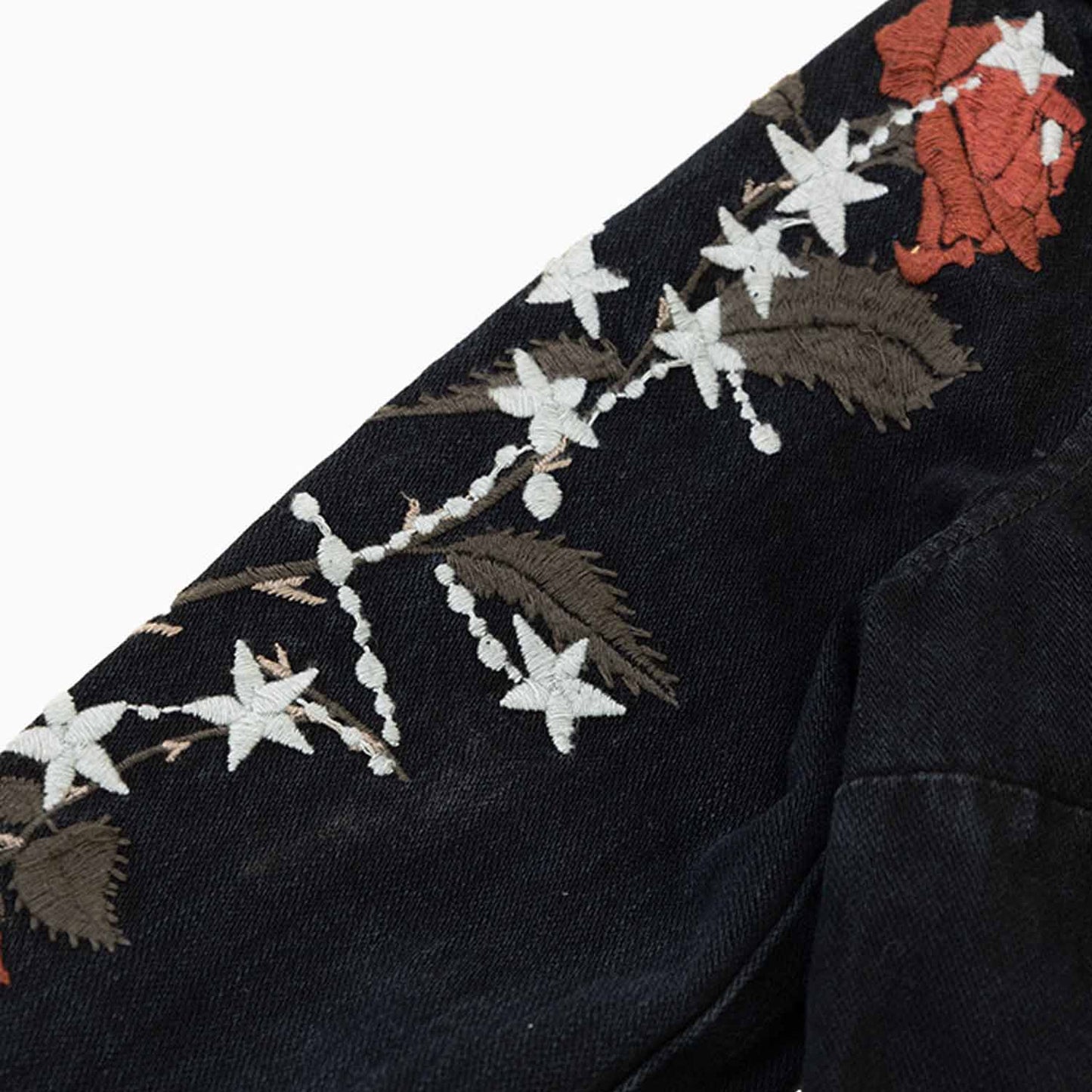 Women's Embroidered Denim Moto Jacket